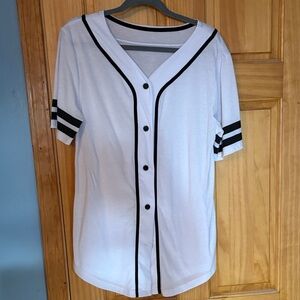 White Baseball Jersey with Black Trim